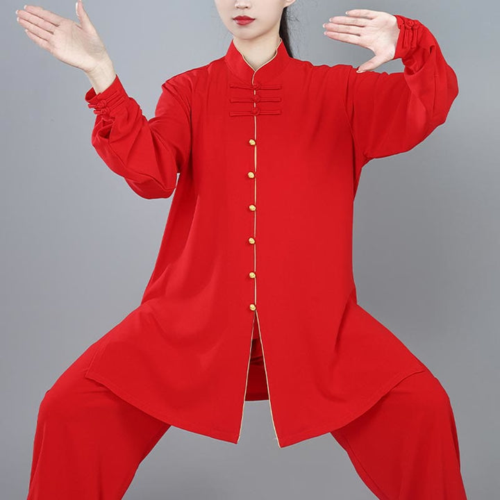 Ensemble de vêtements unisexe en coton avec Buddha Stones , 2 pièces, couleur unie, bouton grenouille, Tai Chi, méditation, Qigong, pratique zen