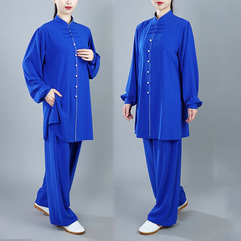Ensemble de vêtements unisexe en coton avec Buddha Stones , 2 pièces, couleur unie, bouton grenouille, Tai Chi, méditation, Qigong, pratique zen