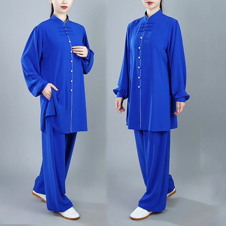 Ensemble de vêtements unisexe en coton avec Buddha Stones , 2 pièces, couleur unie, bouton grenouille, Tai Chi, méditation, Qigong, pratique zen