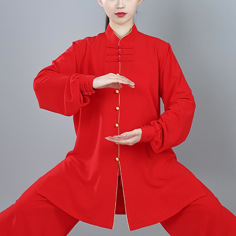 Ensemble de vêtements unisexe en coton avec Buddha Stones , 2 pièces, couleur unie, bouton grenouille, Tai Chi, méditation, Qigong, pratique zen