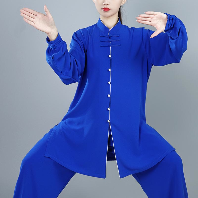 Ensemble de vêtements unisexe en coton avec Buddha Stones , 2 pièces, couleur unie, bouton grenouille, Tai Chi, méditation, Qigong, pratique zen
