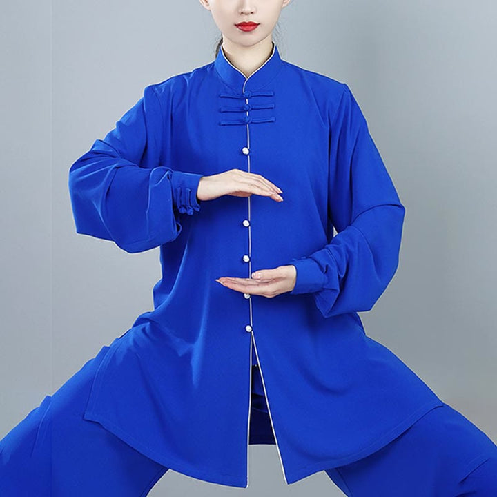 Ensemble de vêtements unisexe en coton avec Buddha Stones , 2 pièces, couleur unie, bouton grenouille, Tai Chi, méditation, Qigong, pratique zen