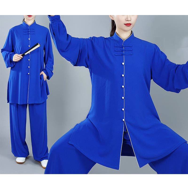 Ensemble de vêtements unisexe en coton avec Buddha Stones , 2 pièces, couleur unie, bouton grenouille, Tai Chi, méditation, Qigong, pratique zen