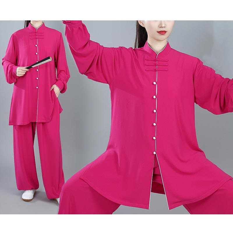 Ensemble de vêtements unisexe en coton avec Buddha Stones , 2 pièces, couleur unie, bouton grenouille, Tai Chi, méditation, Qigong, pratique zen