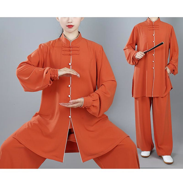Ensemble de vêtements unisexe en coton avec Buddha Stones , 2 pièces, couleur unie, bouton grenouille, Tai Chi, méditation, Qigong, pratique zen