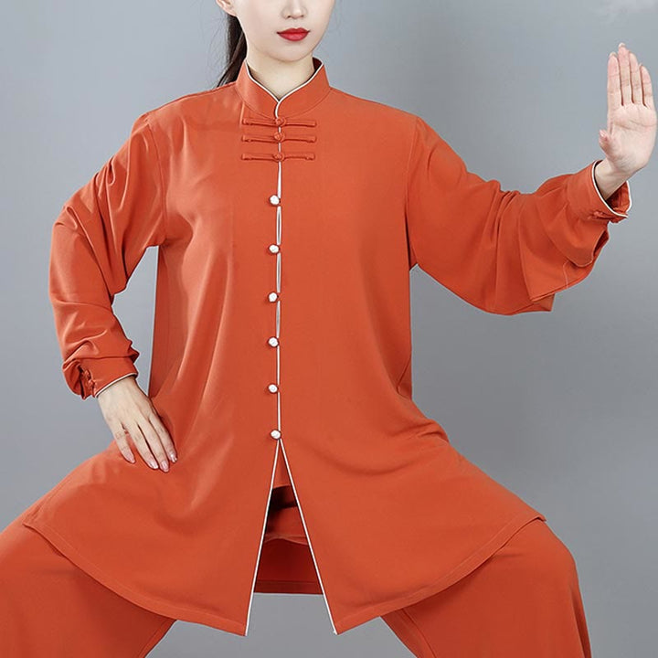 Ensemble de vêtements unisexe en coton avec Buddha Stones , 2 pièces, couleur unie, bouton grenouille, Tai Chi, méditation, Qigong, pratique zen