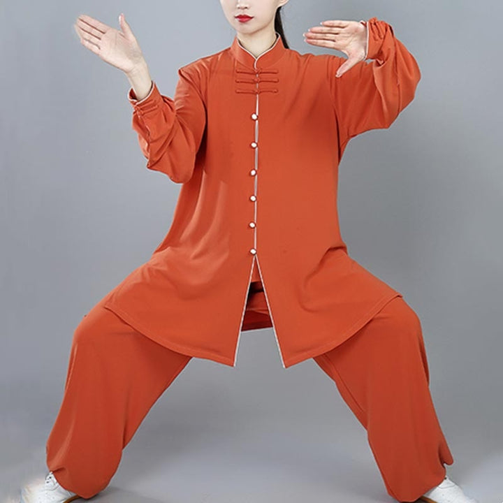 Ensemble de vêtements unisexe en coton avec Buddha Stones , 2 pièces, couleur unie, bouton grenouille, Tai Chi, méditation, Qigong, pratique zen