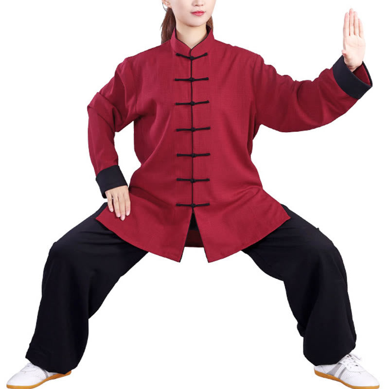Ensemble de vêtements unisexe en coton et lin avec Buddha Stones, 2 pièces, automne-hiver, bouton grenouille, Tai Chi, méditation, Qigong, pratique zen - image 10
