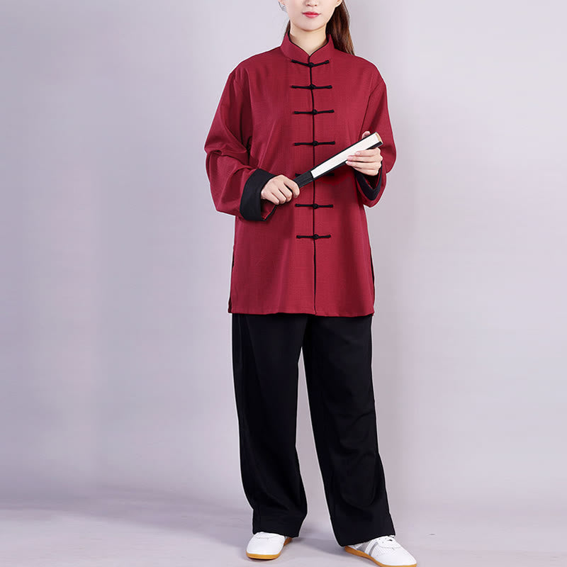 Ensemble de vêtements unisexe en coton et lin avec Buddha Stones, 2 pièces, automne-hiver, bouton grenouille, Tai Chi, méditation, Qigong, pratique zen - image 4