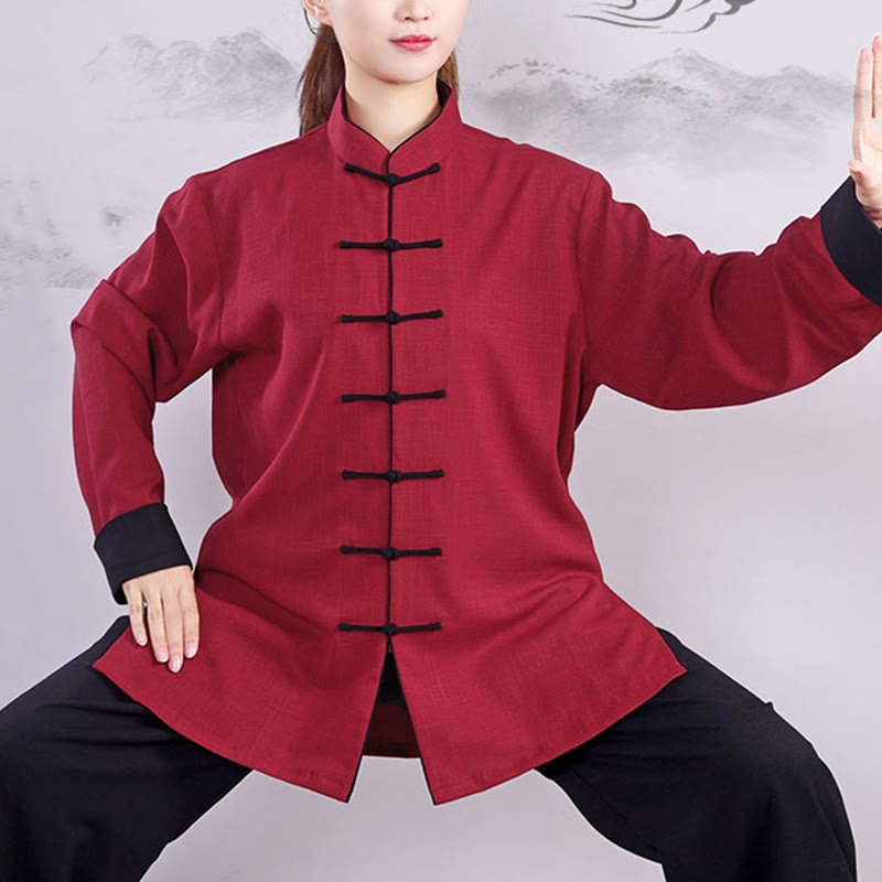 Ensemble de vêtements unisexe en coton et lin avec Buddha Stones, 2 pièces, automne-hiver, bouton grenouille, Tai Chi, méditation, Qigong, pratique zen - image 2