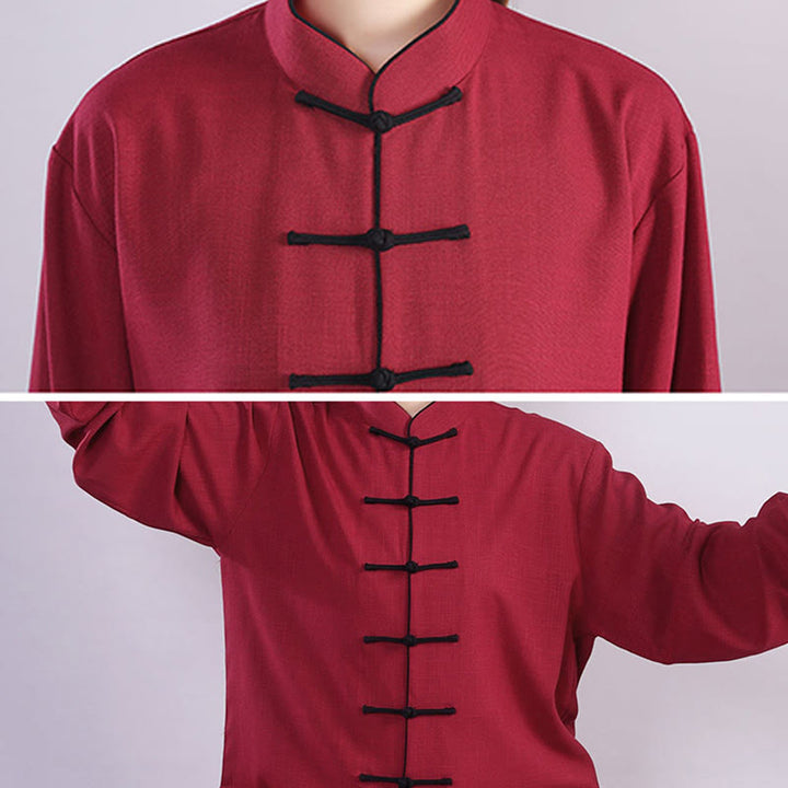 Ensemble de vêtements unisexe en coton et lin avec Buddha Stones, 2 pièces, automne-hiver, bouton grenouille, Tai Chi, méditation, Qigong, pratique zen - image 8