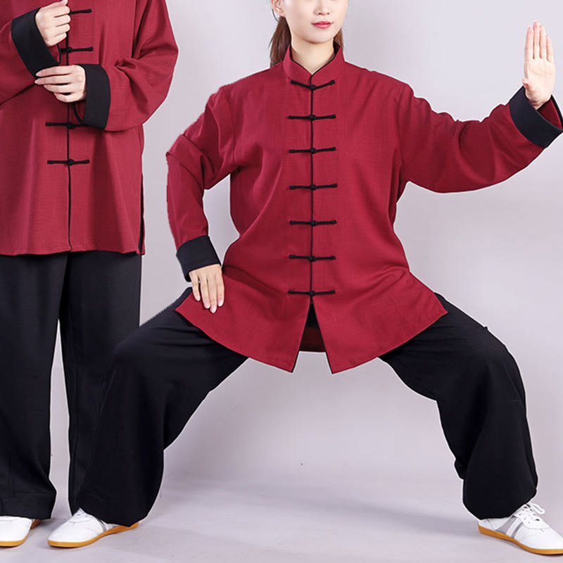 Ensemble de vêtements unisexe en coton et lin avec Buddha Stones, 2 pièces, automne-hiver, bouton grenouille, Tai Chi, méditation, Qigong, pratique zen - image 3