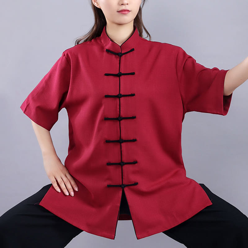 Ensemble de vêtements unisexe en coton et lin avec Buddha Stones, 2 pièces, automne-hiver, bouton grenouille, Tai Chi, méditation, Qigong, pratique zen - image 12
