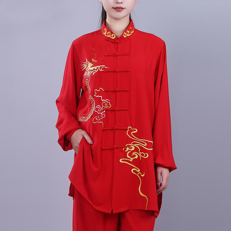 Ensemble de vêtements unisexe en coton avec Buddha Stones et broderie d'automne, dragon, grenouille, bouton, Tai Chi, méditation, Qigong, pratique zen