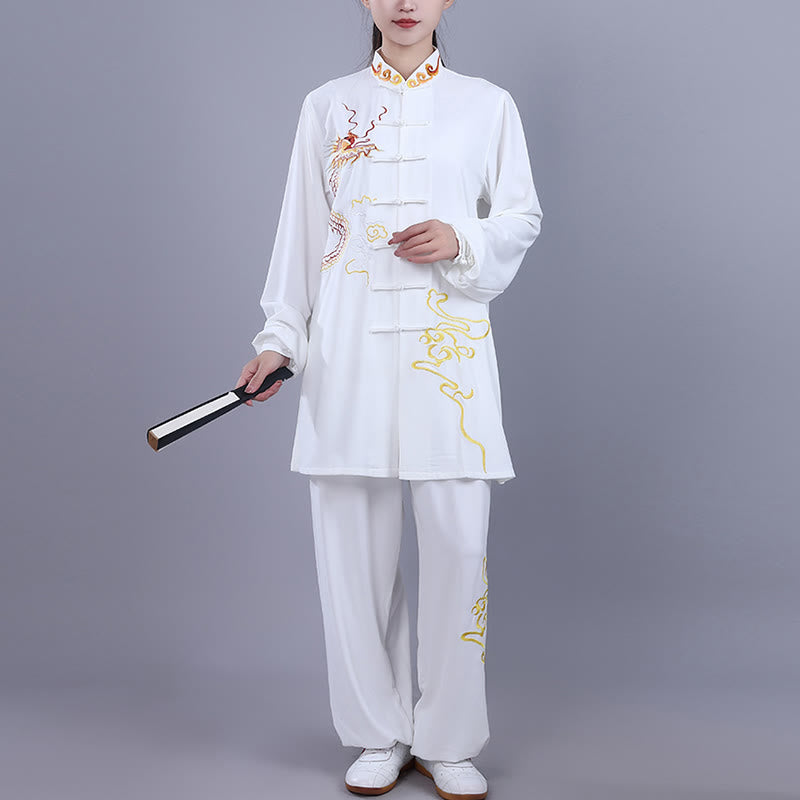 Ensemble de vêtements unisexe en coton avec Buddha Stones et broderie d'automne, dragon, grenouille, bouton, Tai Chi, méditation, Qigong, pratique zen