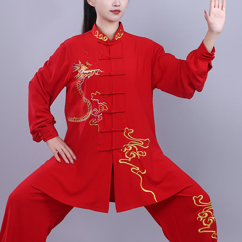 Ensemble de vêtements unisexe en coton avec Buddha Stones et broderie d'automne, dragon, grenouille, bouton, Tai Chi, méditation, Qigong, pratique zen