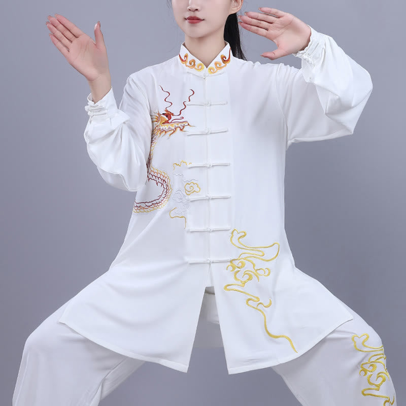 Ensemble de vêtements unisexe en coton avec Buddha Stones et broderie d'automne, dragon, grenouille, bouton, Tai Chi, méditation, Qigong, pratique zen