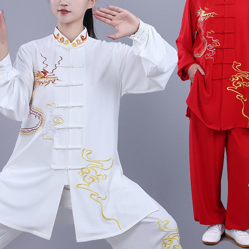 Ensemble de vêtements unisexe en coton avec Buddha Stones et broderie d'automne, dragon, grenouille, bouton, Tai Chi, méditation, Qigong, pratique zen