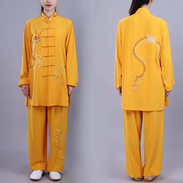 Ensemble de vêtements unisexe en coton avec Buddha Stones et broderie d'automne, dragon, grenouille, bouton, Tai Chi, méditation, Qigong, pratique zen