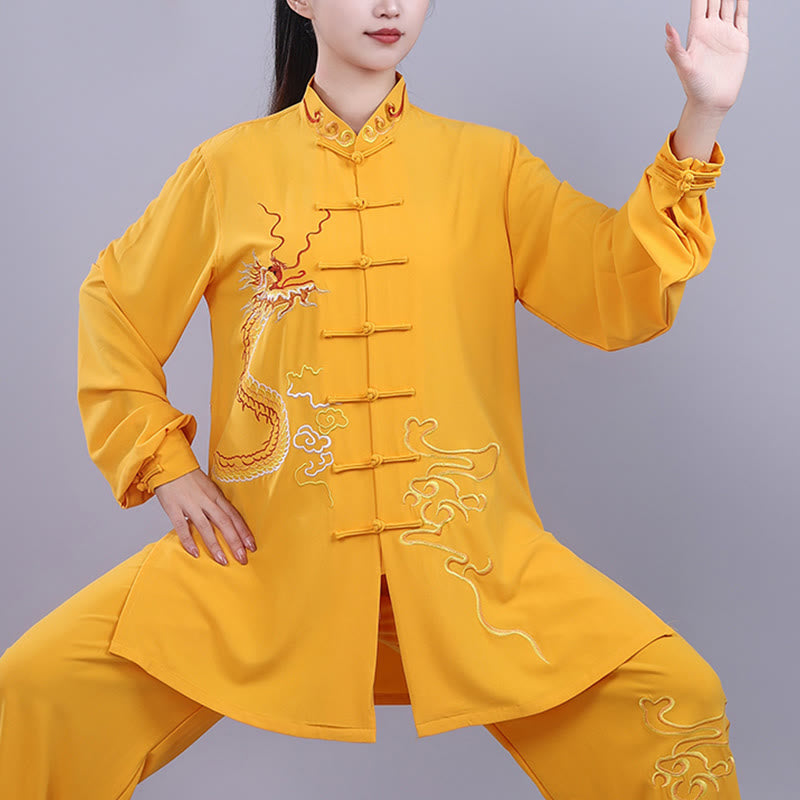 Ensemble de vêtements unisexe en coton avec Buddha Stones et broderie d'automne, dragon, grenouille, bouton, Tai Chi, méditation, Qigong, pratique zen