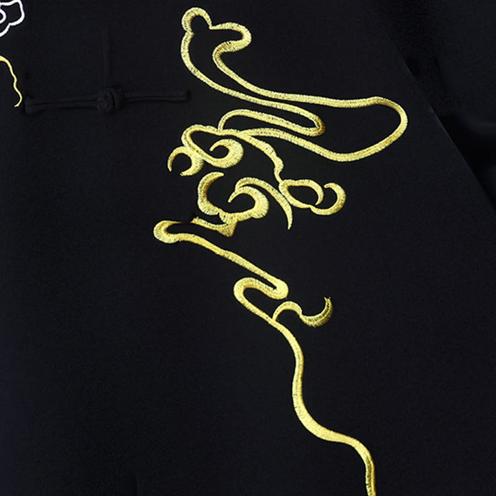 Ensemble de vêtements unisexe en coton avec Buddha Stones et broderie d'automne, dragon, grenouille, bouton, Tai Chi, méditation, Qigong, pratique zen