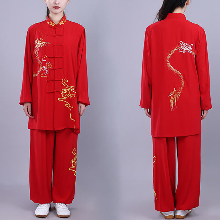 Ensemble de vêtements unisexe en coton avec Buddha Stones et broderie d'automne, dragon, grenouille, bouton, Tai Chi, méditation, Qigong, pratique zen