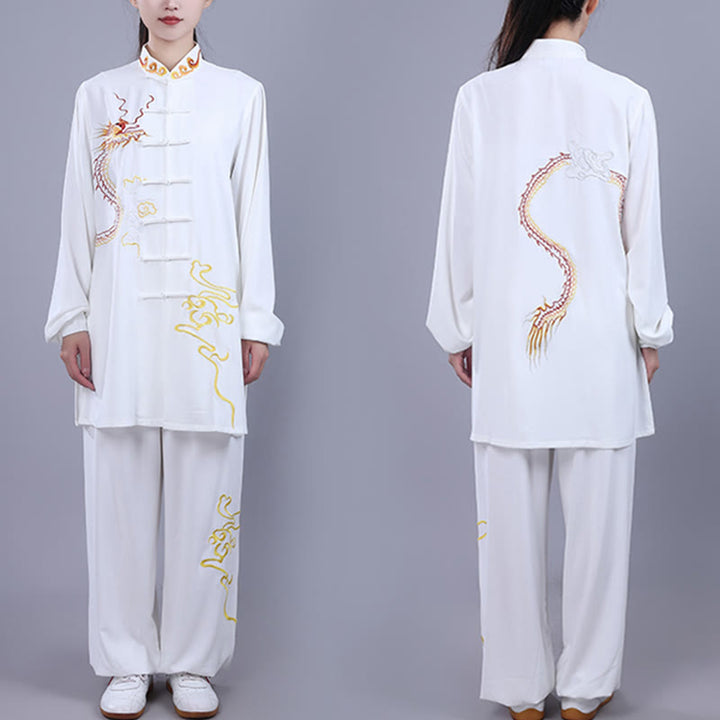 Ensemble de vêtements unisexe en coton avec Buddha Stones et broderie d'automne, dragon, grenouille, bouton, Tai Chi, méditation, Qigong, pratique zen
