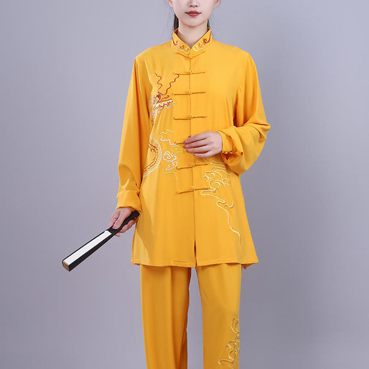 Ensemble de vêtements unisexe en coton avec Buddha Stones et broderie d'automne, dragon, grenouille, bouton, Tai Chi, méditation, Qigong, pratique zen