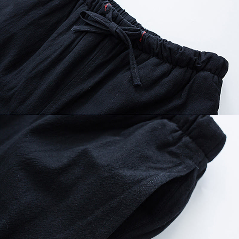 Pantalon d'hiver en polaire de coton avec cordon de serrage et poches pour homme Buddha Stones