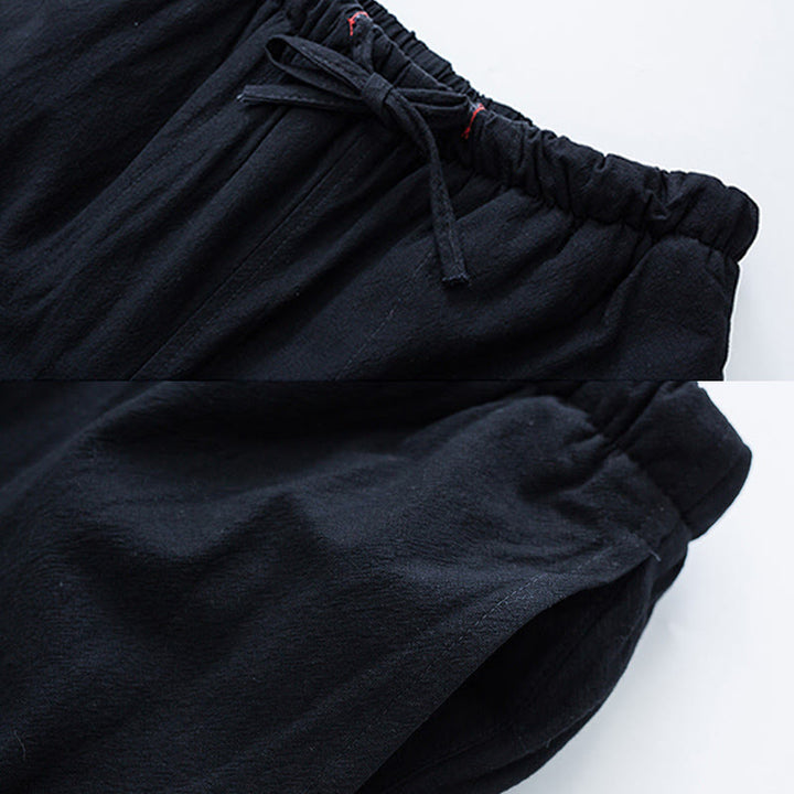 Pantalon d'hiver en polaire de coton avec cordon de serrage et poches pour homme Buddha Stones