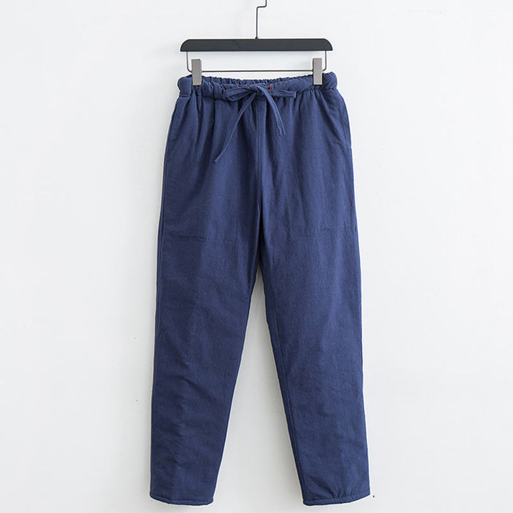 Pantalon d'hiver en polaire de coton avec cordon de serrage et poches pour homme Buddha Stones