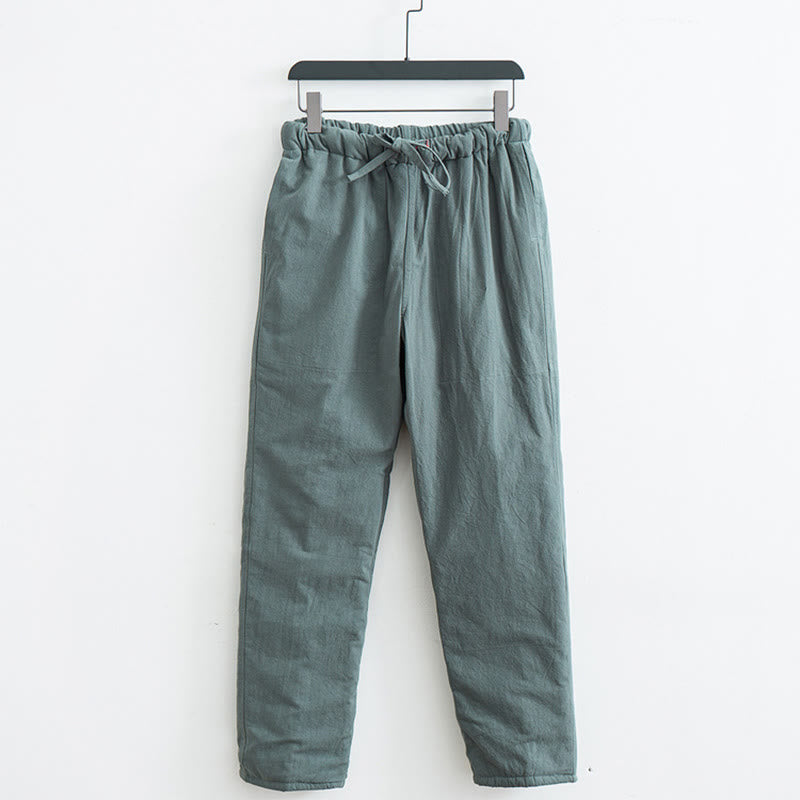 Pantalon d'hiver en polaire de coton avec cordon de serrage et poches pour homme Buddha Stones