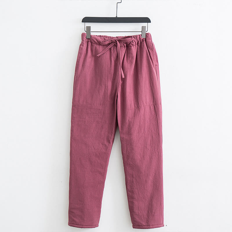 Pantalon d'hiver en polaire de coton avec cordon de serrage et poches pour homme Buddha Stones