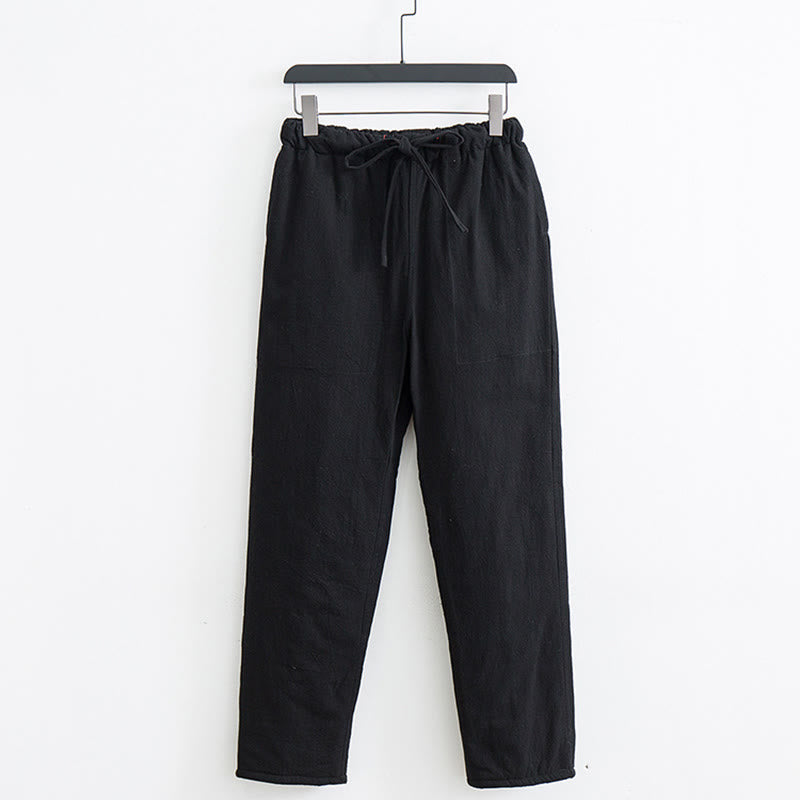 Pantalon d'hiver en polaire de coton avec cordon de serrage et poches pour homme Buddha Stones