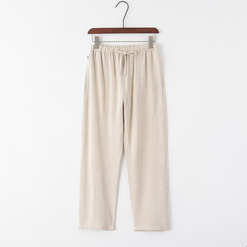 Pantalon en lin à cordon de serrage pour homme avec poches Buddha Stones Printemps Été - Lin - US/UK/AU44，EU54 (4XL) - image 6