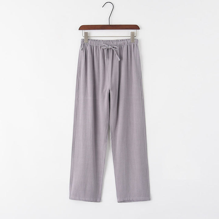 Pantalon en lin à cordon de serrage pour homme avec poches Buddha Stones Printemps Été - Gris clair - US/UK/AU44，EU54 (4XL) - image 2