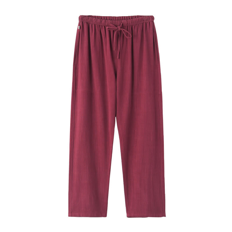 Pantalon en lin à cordon de serrage pour homme avec poches Buddha Stones Printemps Été - image 12