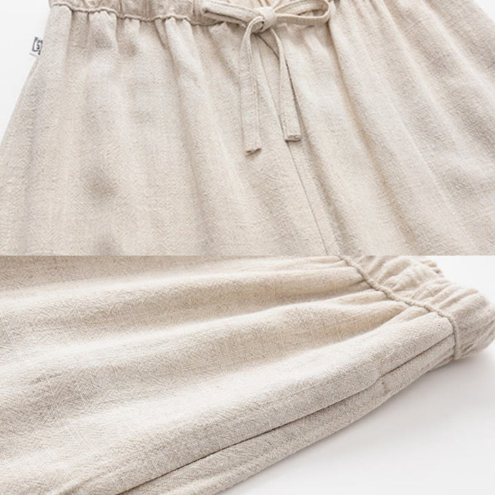 Pantalon en lin à cordon de serrage pour homme avec poches Buddha Stones Printemps Été - image 8