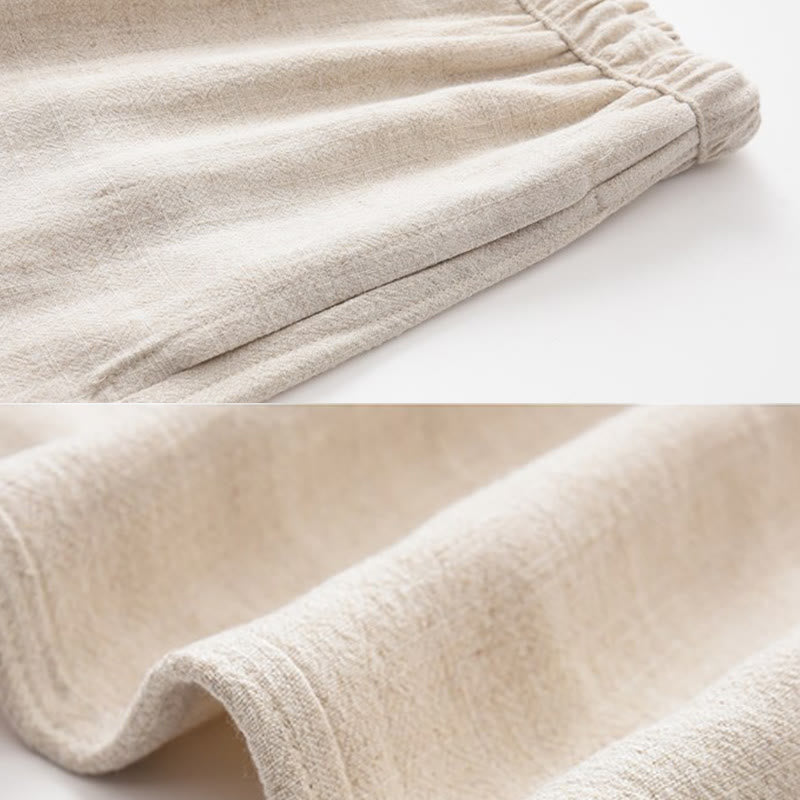 Pantalon en lin à cordon de serrage pour homme avec poches Buddha Stones Printemps Été - image 9