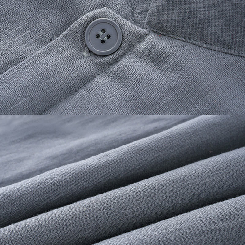 Buddha Stones Hiver Hommes Grenouille Bouton Tang Costume Lin Coton Polaire Doublé Veste Chemise Avec Poches - image 5