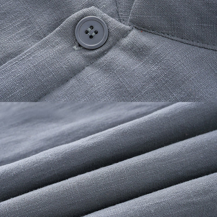 Buddha Stones Hiver Hommes Grenouille Bouton Tang Costume Lin Coton Polaire Doublé Veste Chemise Avec Poches - image 5