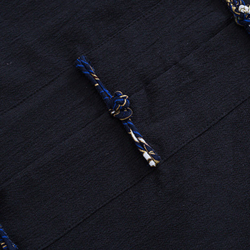 Veste-chemise en coton à boutons de grenouille pour hommes Buddha Stones avec broderie de grue blanche et poches