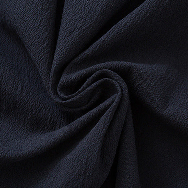 Veste-chemise en coton à boutons de grenouille pour hommes Buddha Stones avec broderie de grue blanche et poches - image 8