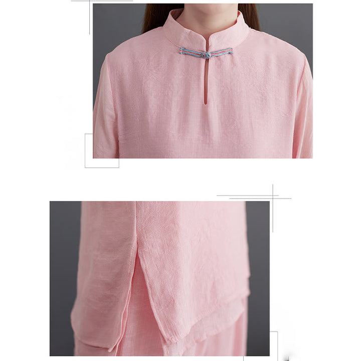 Ensemble de vêtements de méditation pour femme, chemise à manches longues et pantalon, 2 pièces, Buddha Stones