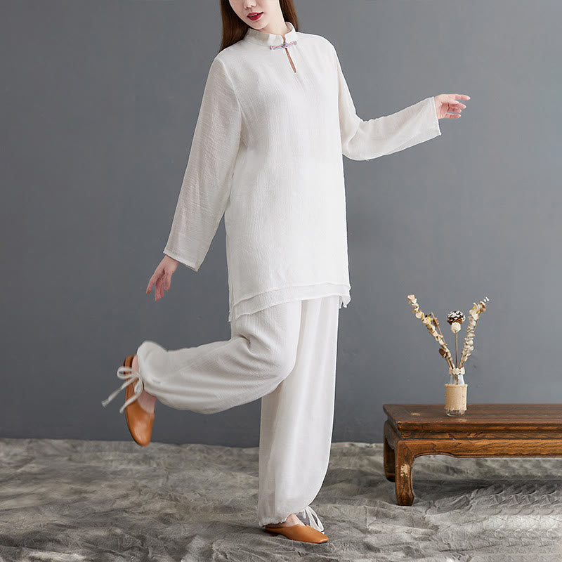 Ensemble de vêtements de méditation pour femme, chemise à manches longues et pantalon, 2 pièces, Buddha Stones