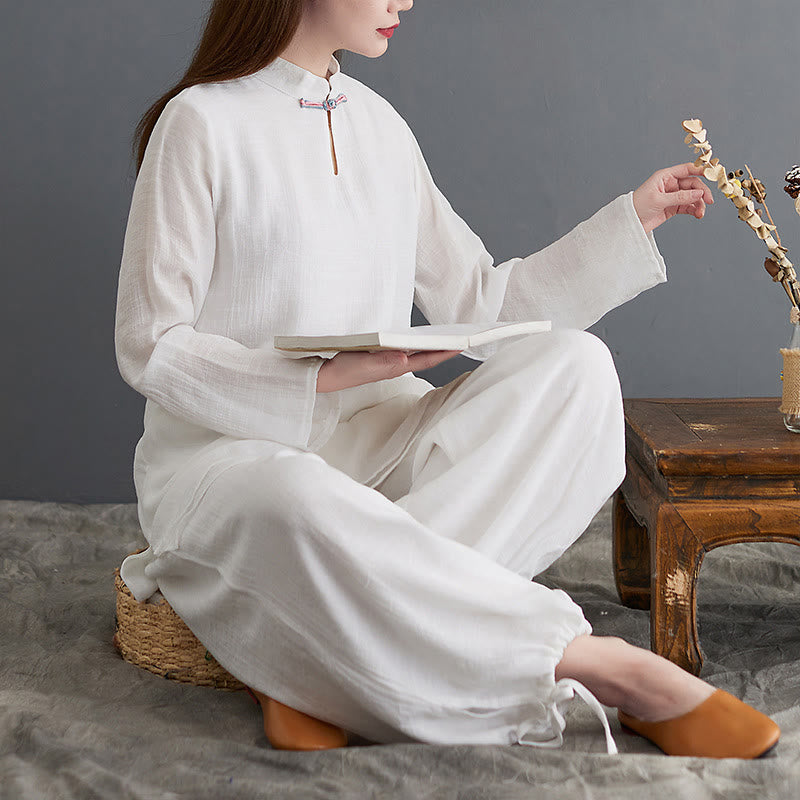 Ensemble de vêtements de méditation pour femme, chemise à manches longues et pantalon, 2 pièces, Buddha Stones