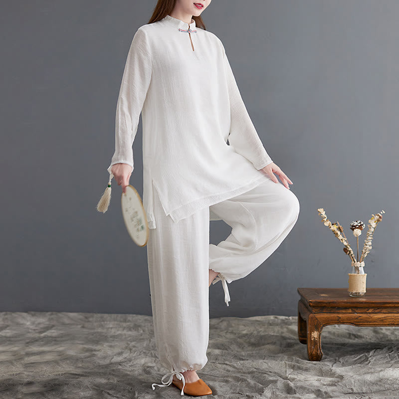 Ensemble de vêtements de méditation pour femme, chemise à manches longues et pantalon, 2 pièces, Buddha Stones