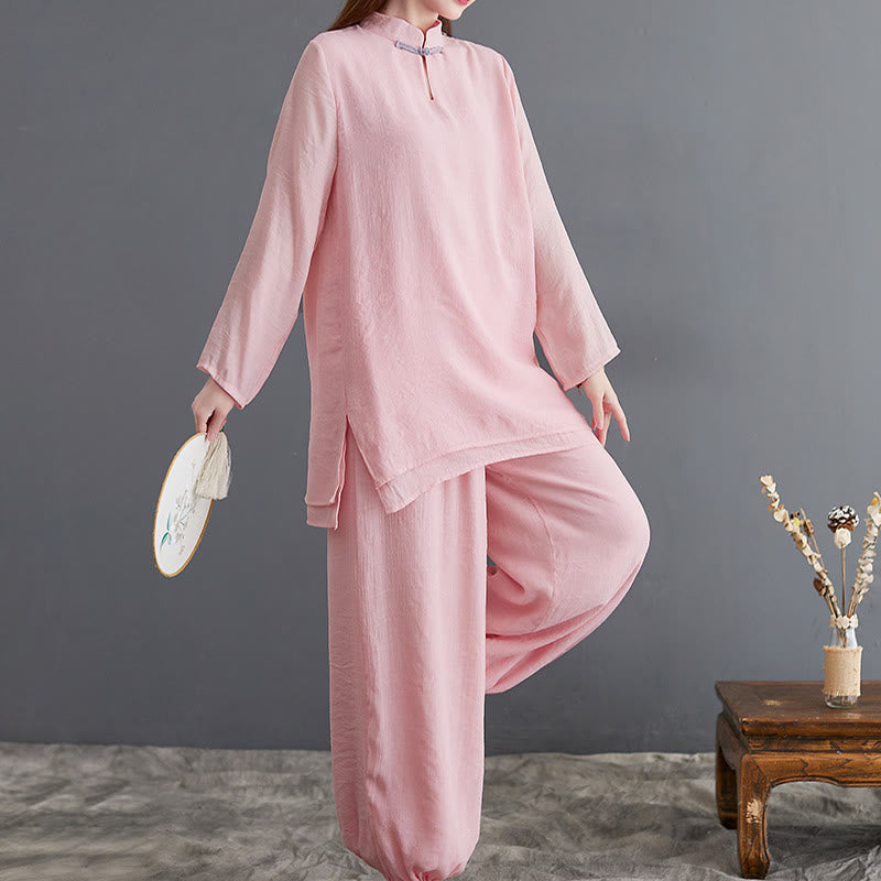 Ensemble de vêtements de méditation pour femme, chemise à manches longues et pantalon, 2 pièces, Buddha Stones