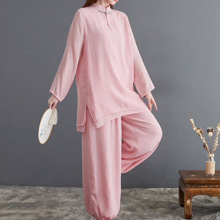 Ensemble de vêtements de méditation pour femme, chemise à manches longues et pantalon, 2 pièces, Buddha Stones