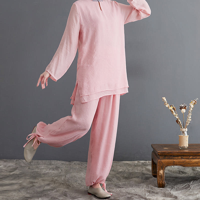 Ensemble de vêtements de méditation pour femme, chemise à manches longues et pantalon, 2 pièces, Buddha Stones